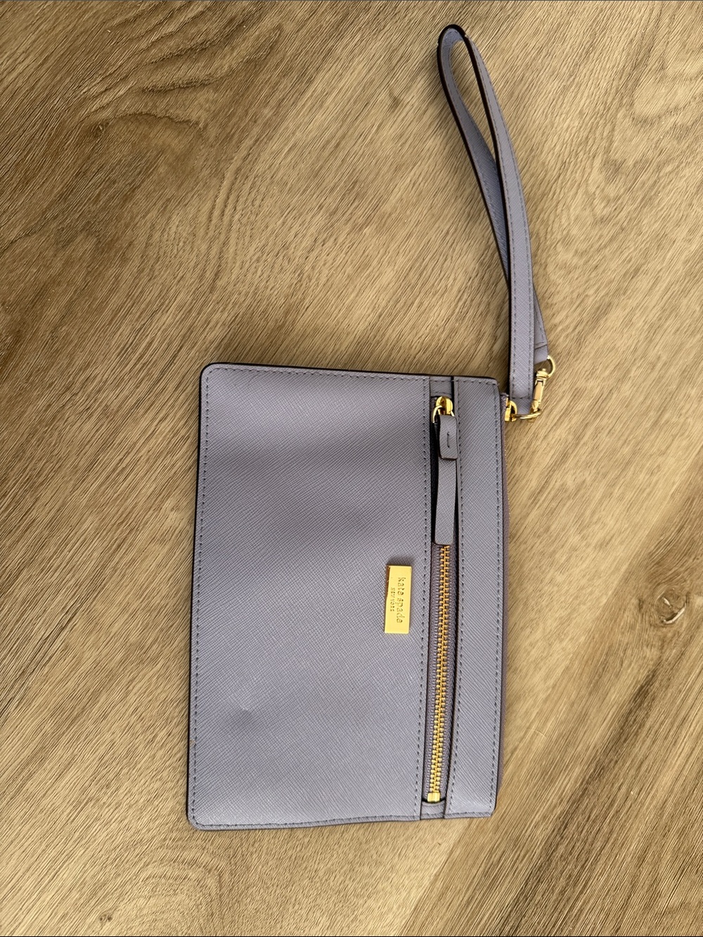 kate spade lavender zip wristlet with gold hardware
